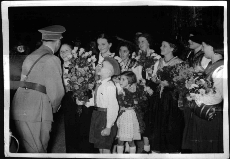 Adolf Hitler is welcomed at the Singers' Union Festival in Breslau